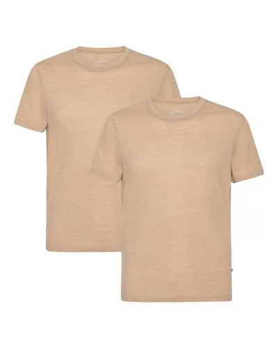 DANISH ENDURANCE 100% Merino T-Shirt Herren, Atmungsaktiv, Sandfarben, XL - Leichtes Merino T-Shirt für optimalen Tragekomfort. Atmungsaktiv und geruchsneutral, perfekt für jeden Tag und auf Reisen. OEKO-TEX zertifiziert und schadstofffrei.