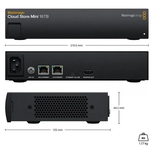 Blackmagic Design Cloud Store Mini 16TB - NAS-Server mit 16TB Kapazität, bietet extrem schnellen Dateizugriff durch 10G-Ethernet und RAID 0 für gleichzeitigen Zugriff von mehreren Benutzern.