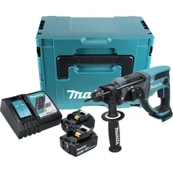 Makita DHR 202 RTJ Akku Kombihammer 18 V - Bohrmaschinen mit 2,0 J Schlagenergie, inkl. 2x 5,0 Ah Akkus und Ladegerät, ideal für kraftvolle Anwendungen im Innen- und Außenbereich.