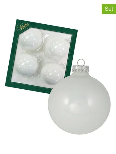 Krebs Glas Lauscha Christbaumkugeln in Weiß - 4 Stück - Ø 8 cm, Damen