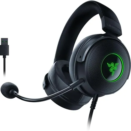 RAZER Wired USB Gaming Headset Kraken V3 - Schwarz, 7.1 Surround Sound und RGB-Beleuchtung für ein immersives Gaming-Erlebnis