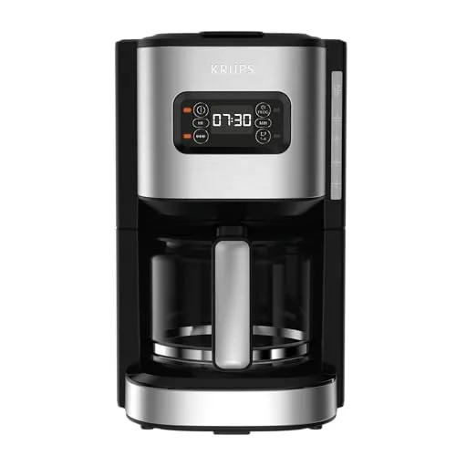 Krups KM480D Excellence - Programmierbare Edelstahl Filterkaffeemaschine mit 24-Stunden-Timer, für aromatischen Kaffee und einfache Bedienung