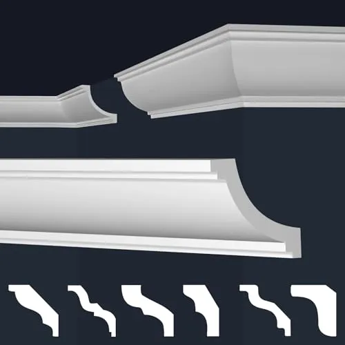 MARBET DESIGN Stuckleisten XPS Styropor weiß - Deckenleisten Zierleisten Eckleisten Dekorbau E-Leisten - (Musterstück E-26)