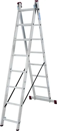 KRAUSE Doppelleiter Corda, 2x8 Sprossen silberfarben - Leitern, robuste Aluminium-Doppelleiter mit einer maximalen Belastbarkeit von 150 kg und einer Arbeitshöhe von 485 cm, ideal für vielseitige Einsätze innen und außen.