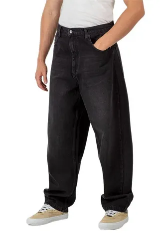 Reell Baggy Black Wash 33/32 - Flexibler Denim für höchsten Tragekomfort - Jeans mit ultra-breitem konischen Bein und niedrigem Anstieg für lässigen Style, ausgestattet mit robustem YKK-Reißverschluss.