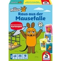 Schmidt Spiele 75063 Die Maus, Raus aus der Mausefalle - Kinderkartenspiel - Lustiges Kinderkartenspiel für 2-4 Spieler ab 5 Jahren. Erlebe mit der Maus spannende Abenteuer und bring die Abläufe ins richtige Spiel. Schnelles Spielvergnügen für die ganze Familie.