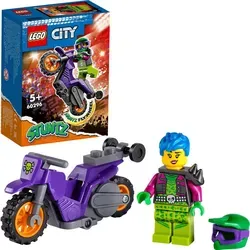 LEGO 60296 City Stuntz Wheelie-Stuntbike Set mit Schwungradantrieb, Motorrad und Stuntwoman-Minifigur, Spielzeug für Kinder ab 5 Jahren