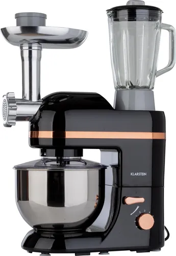 Küchenmaschine Lucia Elegance 2000W - Multifunktionale Küchenmaschine mit 5L Glasbehälter, 6 Geschwindigkeiten und Fleischwolf – ideal für alle Back- und Kochbedürfnisse.