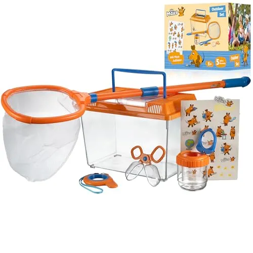 Bresser DieMaus Outdoor-Set: Kinder Naturforscher Set - 5-teiliges Experimentierkasten mit Terrarium, Lupendose, Kescher und mehr für spannende Naturentdeckungen. Ideal für Kinder ab 8 Jahren, fördert Neugierde und Wissenschaftsverständnis.