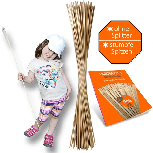 Lagerfeuer Spieße für Stockbrot, Marshmallow & Bratwurst - 90 cm Bambus - Grillzubehör aus 100% Natur-Bambus, kindersicher und lebensmittelecht. Perfekt für ein großartiges Grillergebnis mit ausreichender Distanz zum Feuer und kein Reinigen nötig!