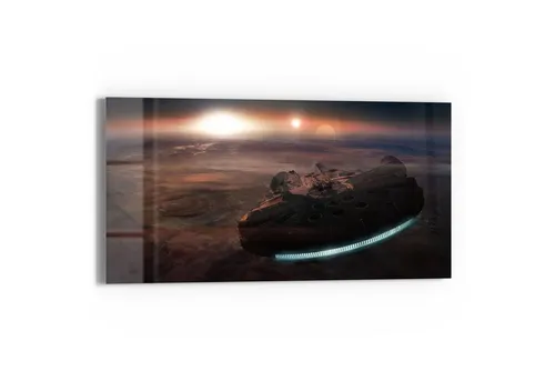 DEQORI Glasbild 'Millennium Falcon Dunkel', 'Millennium Falcon Dunkel', Glas Wandbild Bild schwebend modern