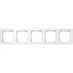 Gira Abdeckrahmen 5fach reinweiß 0215150 - Lichtschalter Abdeckrahmen Gira E1 in glänzendem Reinweiß, bruchsicher und ideal für elegante Unterputzmontagen.
