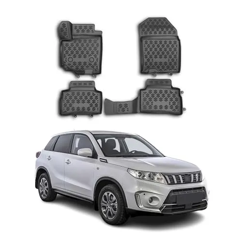 OMAC Fußmattensatz SUZUKI 6904444 - Robuste Autofußmatten - Auto-Fußmatten aus chemikalien- und UV-beständigem Gummi, idealer Schutz für den Fahrzeuginnenraum, 4-teiliges Set in elegantem Schwarz.
