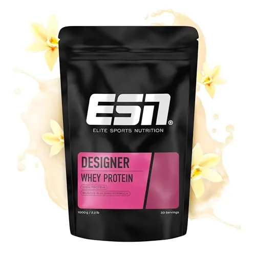 ESN Designer Whey 1kg - Vanille Geschmack - Nahrungsergänzungsmittel mit hochwertigem Protein, ideal für Muskelaufbau und Regeneration, 1 kg Portion für optimale Ernährung.