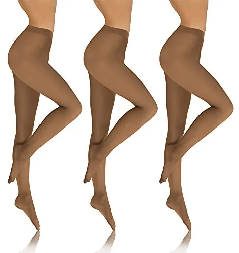 sesto senso 3 Paar Damen Strumpfhose Blickdicht 70 DEN Microfaser Beige Hautfarbe 2 XS-S SET3