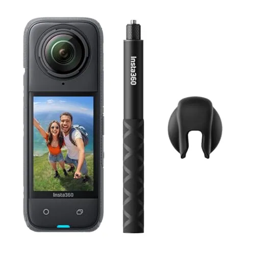 Insta360 X4 Auf Geht's-Bundle – wasserdichte 8K 360°-Action-Cam, 4K Weitwinkelvideos, Unsichtbarer Selfie-Stick Effekt, 135 min Akkulaufzeit, KI-Bearbeitung, Ohne microSD Karte
