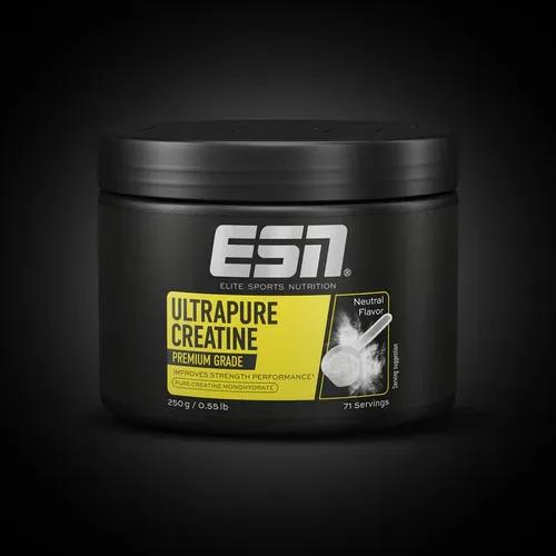 ESN Ultrapure Creatine Monohydrate - 250 g, mikrofein & vegan - Aminosäure Kreatin, 71 Portionen mit optimaler Löslichkeit, ideal für Veganer und perfekt kombinierbar mit Proteinpulver.