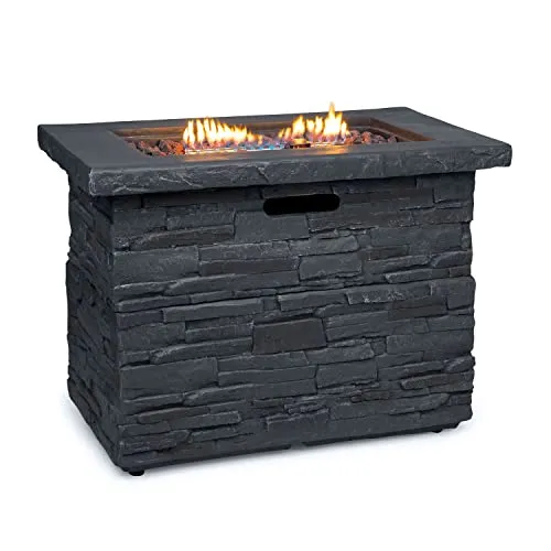 Blumfeldt Anafi Gas-Feuerstelle - Grills: Elegante Heizstrahler Gas mit 40.000 BTU, verwandelt deinen Garten in eine romantische Wohlfühloase und bietet multifunktionale Nutzung als Ablagefläche.