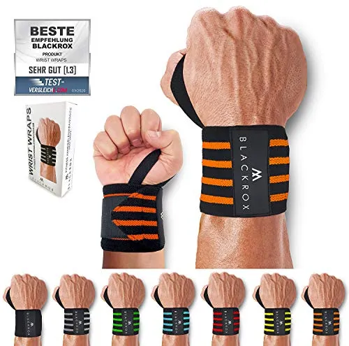 BLACKROX Handgelenkbandage Wrist Wraps Beast Killer 2x Handgelenkstütze Mann Frau Handgelenk Bandage für Sport, Fitness, Gym Bodybuilding powerlifting weightlifting kraftsport (Orange)