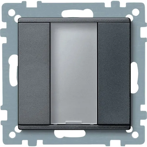 Schneider Electric Taster 1fach plus MTN627514 IP20 anthracite - SPS-Ein-/Ausgangsmodule, eleganter Unterputz-Taster in Anthrazit mit LED-Anzeige und zwei Betätigungspunkten für effiziente KNX-Bussteuerung.