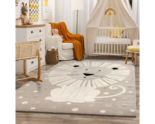 the carpet Jungle Kids Teppich für Kinderzimmer - Löwe, 80 x 150 cm - Teppiche für Kinderzimmer mit 3D-Effekt, pflegeleicht und strapazierfähig, ideal für Tierabenteuer und gemütliche Spielzeiten.