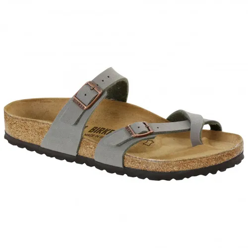 Birkenstock Herren Sandalen Mayari Birkibuc Ston (44) - Stylische Herren-Sandalen Mayari von BIRKENSTOCK mit Zehensteg und hochwertigem Birko-Flor® für hohen Tragekomfort. Ideal für lässige Freizeit-Looks und gefertigt in Deutschland.