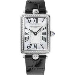 Frederique Constant Classics Art Deco Carree FC-200MPW2ACD6 - Elegante Damenuhr - Damenuhr mit Perlmutter- und guillochéfarbigem Zifferblatt, hochwertigem Kalbslederarmband in Krokoprägung - ein stilvolles Accessoire für jeden Anlass.