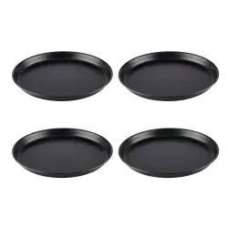 APS Pizzablech 4er Set, rund und stapelbar - Küchenhelfer für perfekte Pizzas, mit einem Durchmesser von 32 cm oben – ideal für die Zubereitung und platzsparend zu verstauen.