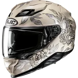 HJC F71 Eliz Helm für Frauen, schwarz-silber-beige, Größe S - Motorradhelm mit hochentwickelter Fiberglas-Verbund-Schale und verbessertem Visier für optimale Sicherheit und Performance bei hohen Geschwindigkeiten.