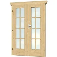 SKANHOLZ Doppelflügeltür, beige, 117,5 x 186,5 cm - Zubehör für Gartenhäuser, vollverglaste Doppeltür aus Nordischer Fichte mit Echtglas-Scheiben und wahlweise montierbaren Sprossen, ideal für einen eleganten Zugang zu Ihrem Garten.