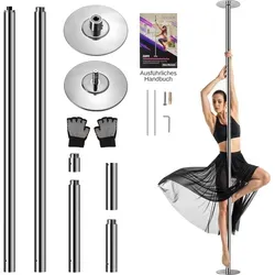 SereneLife Pole Dance Stange – Höhenverstellbar 204-274cm - Sonstige Fitnessgeräte mit statischem und rotierendem Modus für mehr Abwechslung. Ideal für Anfänger und Profis, einfach ohne Bohren zu montieren und rostbeständig für langanhaltenden Spaß.