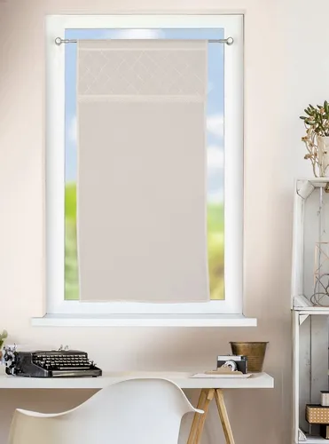Gardine HOMING "Lumi" - stilvoller Sichtschutz in Weiß, 60x120 cm - Stilvolle, halbtransparente Gardine für eleganten Sichtschutz. Mit geradem Abschluss und strukturiertem Design. Pflegeleicht und ideal für jeden Raum.