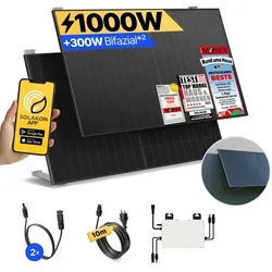 Balkonkraftwerk 1000W/800W - Steckerfertiges Solaranlage Komplettset - Solaranlagen - Einfaches Komplettset mit Wand-/Gartenhaus Halterung für schnelle Installation und Stromkostenersparnis. Auspacken, aufbauen, einstecken und sparen!