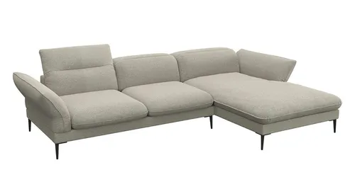FLEXLUX Ecksofa Salino, Funktionssofa mit Recamiere, Relaxsofa, Ecksofa, Sofa mit Arm- und Kopfteil-Verstellungen, Kaltschaum & Stahl-Wellen
