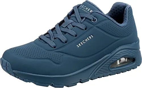 Skechers Damen UNO Stand ON AIR Sneaker, BLU, 37 EU - Damen-Sneaker mit verstecktem 1-Zoll-Absatz, aus atmungsaktivem Durabuck-Obermaterial und flexibler Gummisohle für optimalen Komfort und Stil.