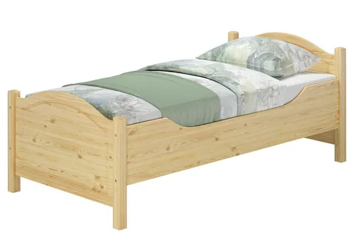 ERST-HOLZ Hohes Seniorenbett 100 x 200 cm im Landhausstil - Massivholz Bett aus Kiefer, naturbelassen und individuell durch natürliche Maserung – perfekt für Senioren, die Komfort und Stil schätzen.