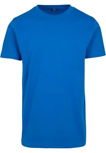 Build Your Brand Herren T-Shirt Round Neck, Männer Basic T-Shirt mit Rundhalsausschnit, Regular Fit, Baumwolle, Cobalt blue, XS