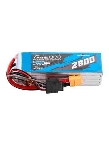 Gens ace & Tattu G-Tech Soaring 2800mAh 14.8V 60C 4S1P LiPo XT60 - Hochleistungsakku für ferngesteuerte Fahrzeuge, 2800mAh Kapazität und 60C Entladerate, sorgt für lange Flugzeiten und stabile Energieversorgung.