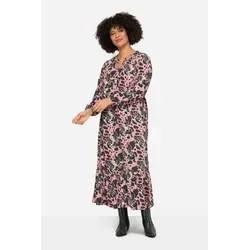 Angel of Style Midikleid Maxikleid A-Linie Animal-Mustermix Langarm rosa 48