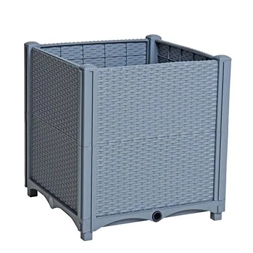 ESTEXO Hochbeet 40x40x44 cm - Grau - Elegantes Hochbeet in Rattan-Optik, ideal für Garten und Balkon. Mit einfachem Stecksystem und Entwässerung für optimale Pflanzenpflege. Wählen Sie Ihre Farbe und Größe für individuelle Gestaltung.