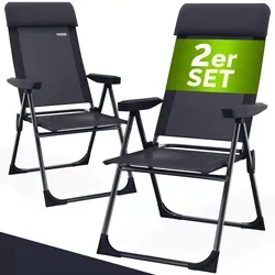 Casaria Gartenstuhl Klappbar 2er Set - 7-fach Verstellbar mit hoher Rückenlehne - Stühle für den Garten, wetterfest und komfortabel, ideal für entspannte Stunden im Freien.