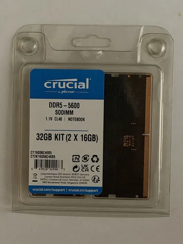 Crucial DDR5 RAM 32GB Kit (2x16GB) 5600MHz SODIMM - Arbeitsspeicher für Laptop und Mini PC, ideal für Gaming und Multitasking mit hoher Geschwindigkeit und Unterstützung für Intel XMP 3.0 und AMD EXPO.