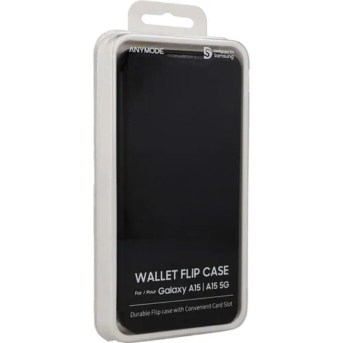 Klapphülle mit Kartenfach für Samsung Galaxy A15, Schwarz - Taschen & Schutzhüllen: Praktisches Brieftaschenetui aus Kunstleder mit Ablagefach für Karten, ideal für den täglichen Gebrauch.