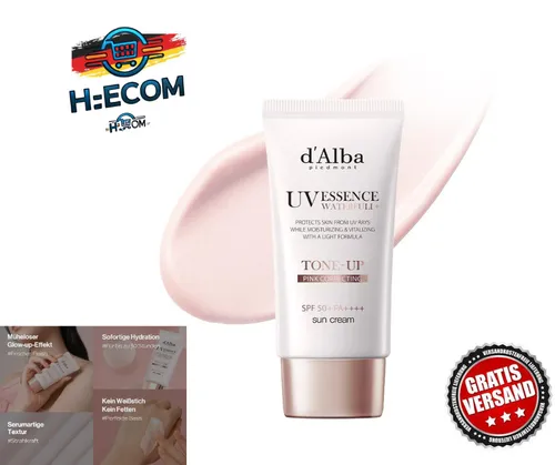 d'Alba | Italienischer weißer Trüffel Waterfull Tone-up Sunscreen 50ml, SPF 50 - Sonnenschutzmittel für alle Hauttypen, mit veganer Formel und SPF 50 für optimalen Schutz und einen strahlenden Teint.