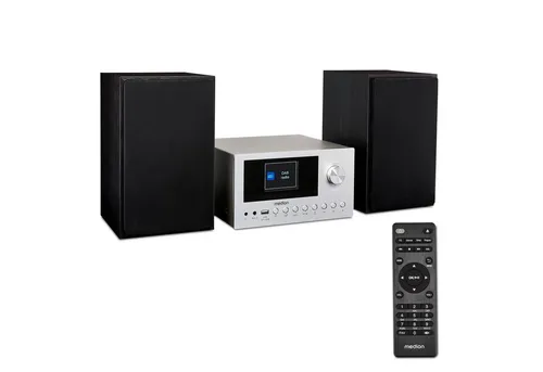 Medion Audio-System P85003 - 15 W, silberfarben, Bluetooth 5 und DAB+ Radio für perfekten Klang überall