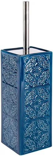Wenko WC-Bürste Cordoba, blau - Edles Design aus Keramik - WC-Bürsten & Halter mit hochwertigem, geschlossenen Keramikhalter in Blau, verziert mit aufwendigen Ornamenten. Wechselbarer Bürstenkopf für einfache Reinigung und modernes Bad-Accessoire.