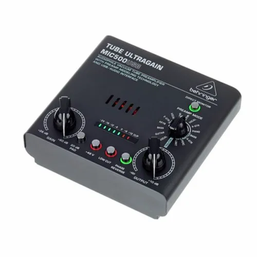 Behringer MIC500USB Tube Ultraga B-Stock - B-Stock Audio-Interface und Röhrenvorverstärker mit 16 Preamp-Voreinstellungen für professionelle Klangqualität, inkl. Limiter und 48V Phantomspeisung. Ideal für Musiker und Produzenten.