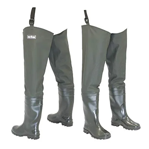 FortMen Watstiefel Herren Anglerhose – Wasserdichte Wathose Größe 42 - Hochwertige, wasserdichte Watstiefel mit verstellbaren Hüftträgern für optimalen Tragekomfort. Robuste Sohle für sicheren Halt auf unebenem Terrain. Made in Europa für Qualität und Langlebigkeit.