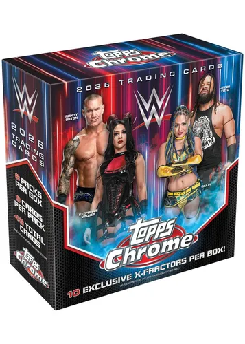 Topps Chrome WWE Mega Box 2026 - Vorbestellung - Erleben Sie die 2026 Topps Chrome WWE Mega Box mit exklusiven Sammelkarten. Ideal für Fans und Sammler, die ihre Sammlung erweitern möchten!
