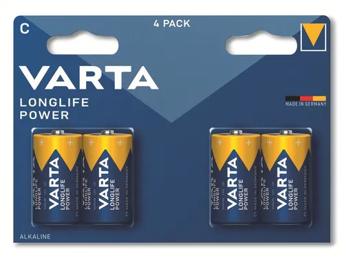 VARTA Batterien C Baby - 4 Stück Longlife Power Alkaline 1,5V, hohe Leistung und langanhaltend für Spielzeug und Taschenlampen, Made in Germany